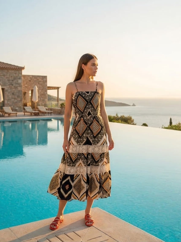 שמלת מידי דגם מרקש – הדפס אתני
100% ויסקוזה