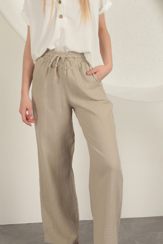 מכנס טטרה אורגני צבע אבן