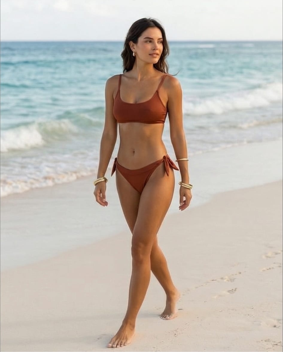 חזיית ביקיני דגם קאנון - חום קינמון