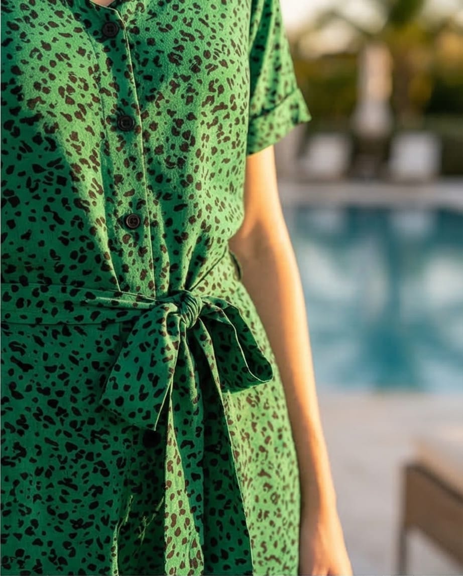 אוברול קצר 100% כותנה הדפס מנומר מידות 34-38