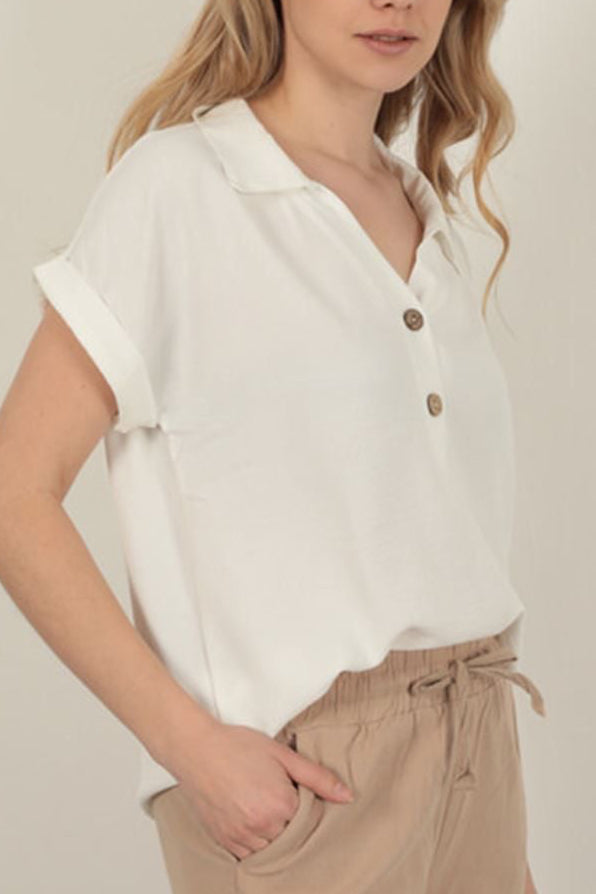 חולצת BREEZE פשתן צבע לבן