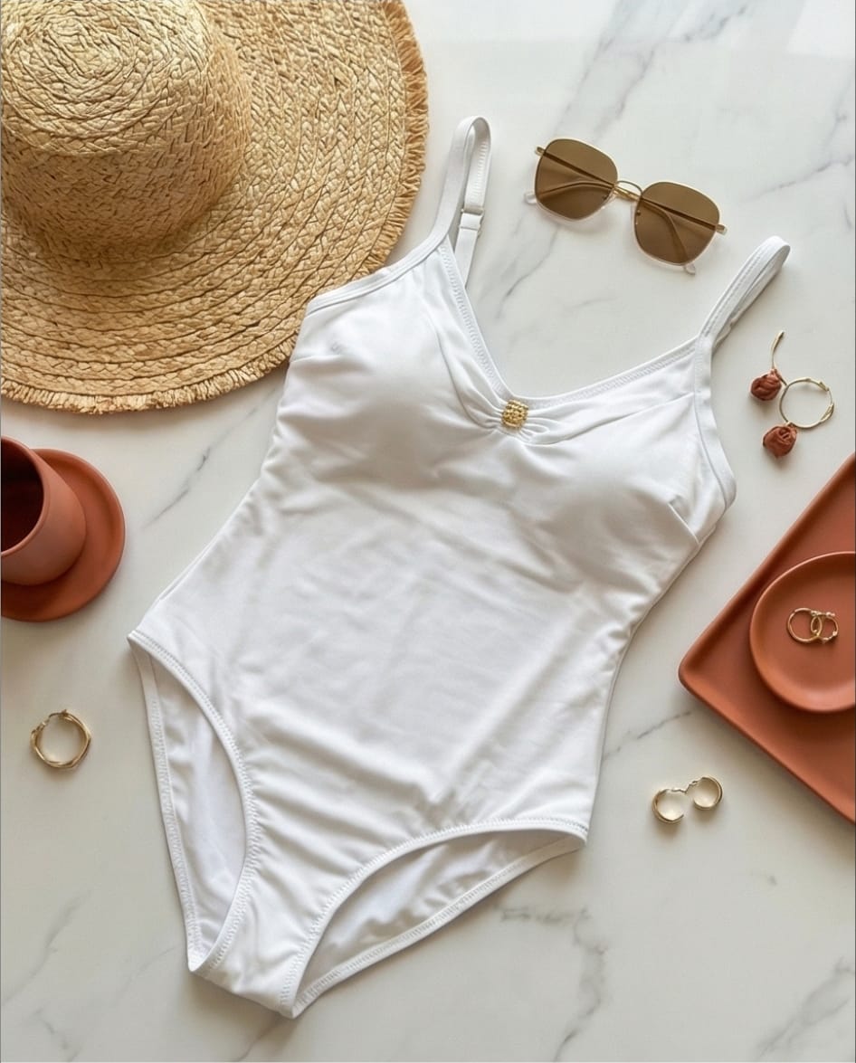 בגד ים שלם דגם לה רושל לבן