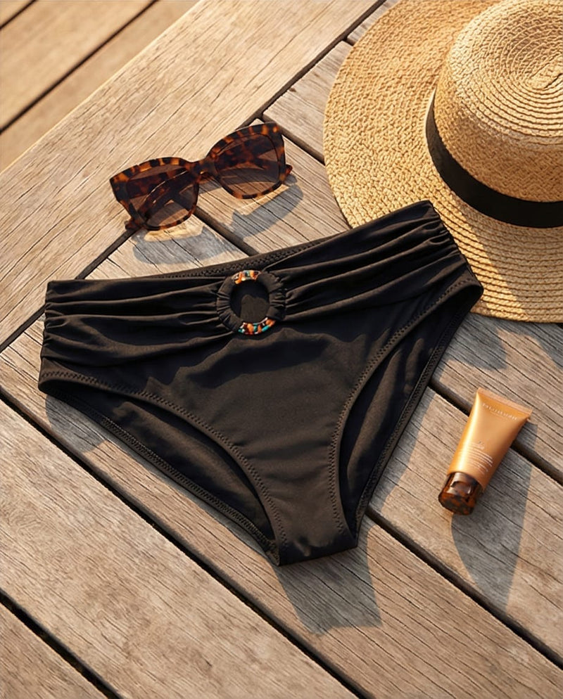 תחתון ביקיני גבוה דגם אמור עם חגורה צבע שחור