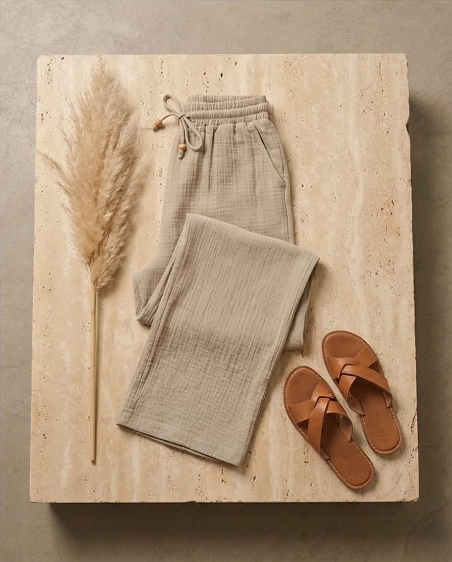 מכנס טטרה 100% כותנה צבע אבן