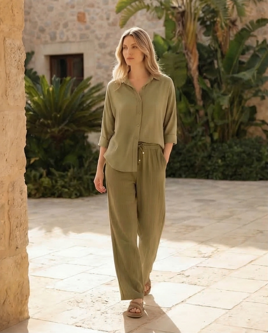 מכנס טטרה 100% כותנה צבע ירוק