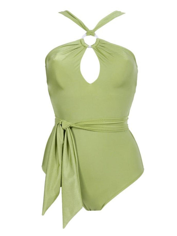 בגד ים שלם מחטב דגם קוקו צבע ירוק תפוח