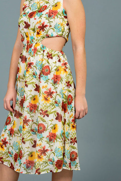 שמלת פתחים במותן הדפס לבן מידות 36-40