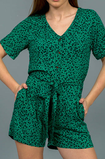 אוברול קצר 100% כותנה הדפס מנומר מידות 36-38