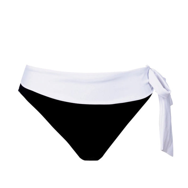 תחתון ביקיני גבוה מחטב דגם לוטוס שילוב שחור/לבן