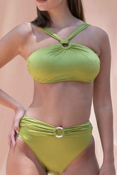 תחתון ביקיני דגם אמור עם חגורה - ירוק